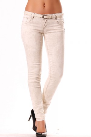 Pantalon tendance en Beige avec ceinture  31€