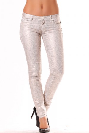 Pantalon mode femme en gris Python. Vêtement fashion motif python  31€