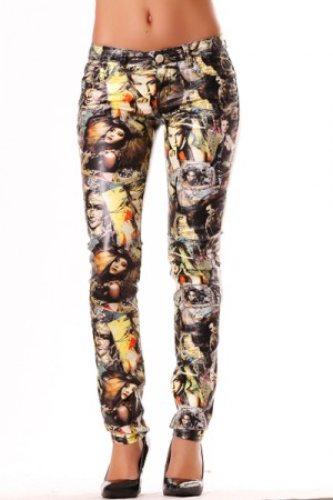 Pantalon fashion en Noir/Jaune. Pantalon imprimé  40,20 €