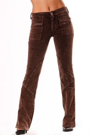 Pantalon velours femme en Choco. Pantalon mode et fashion avec zips  12€
