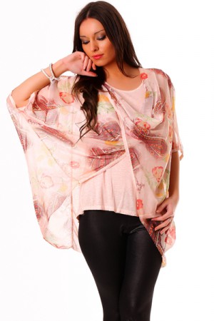 Tunique femme mode et tendance en Rose. Vêtement femme ; débardeur et tunique voile par-dessus   30€