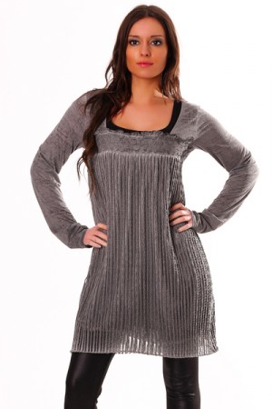 Sublime Tunique en Anthracite. Vêtement femme long, manches longues, se noue dans le dos    20€