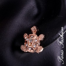 Boucles d'oreilles fashion tortue cristallin sur métal cuivré 1,5 CM    5€